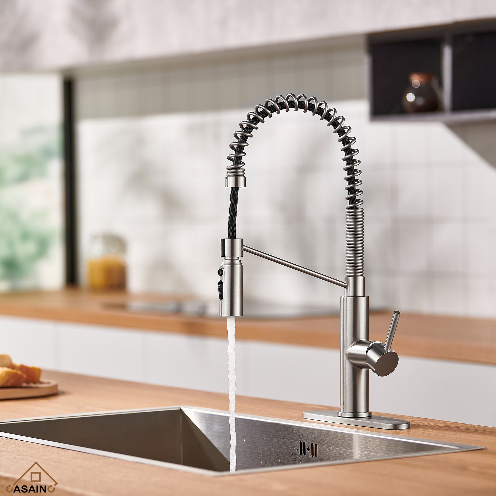 Commercial Style Pull-Down Single Handle 19" Kitchen Faucet