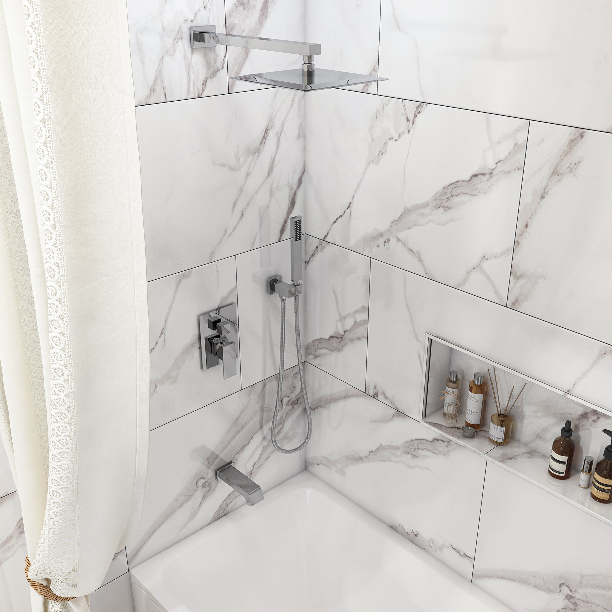 10" Three Function Pressure Balance Shower System with Valve Included