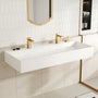 48" Wall Mounted Solid Surface Sink with 2 Faucet Holes