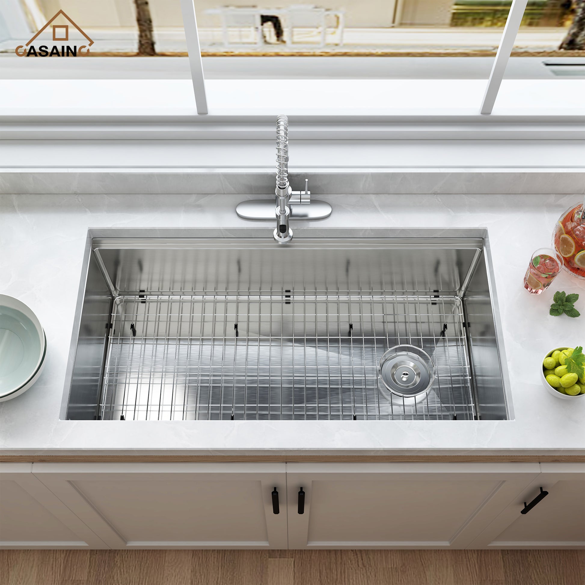 36 inch Workstation Undermount kitchen Sink Stainless Steel Sink 18 Gauge Single Bowl Kitchen Sinks Set