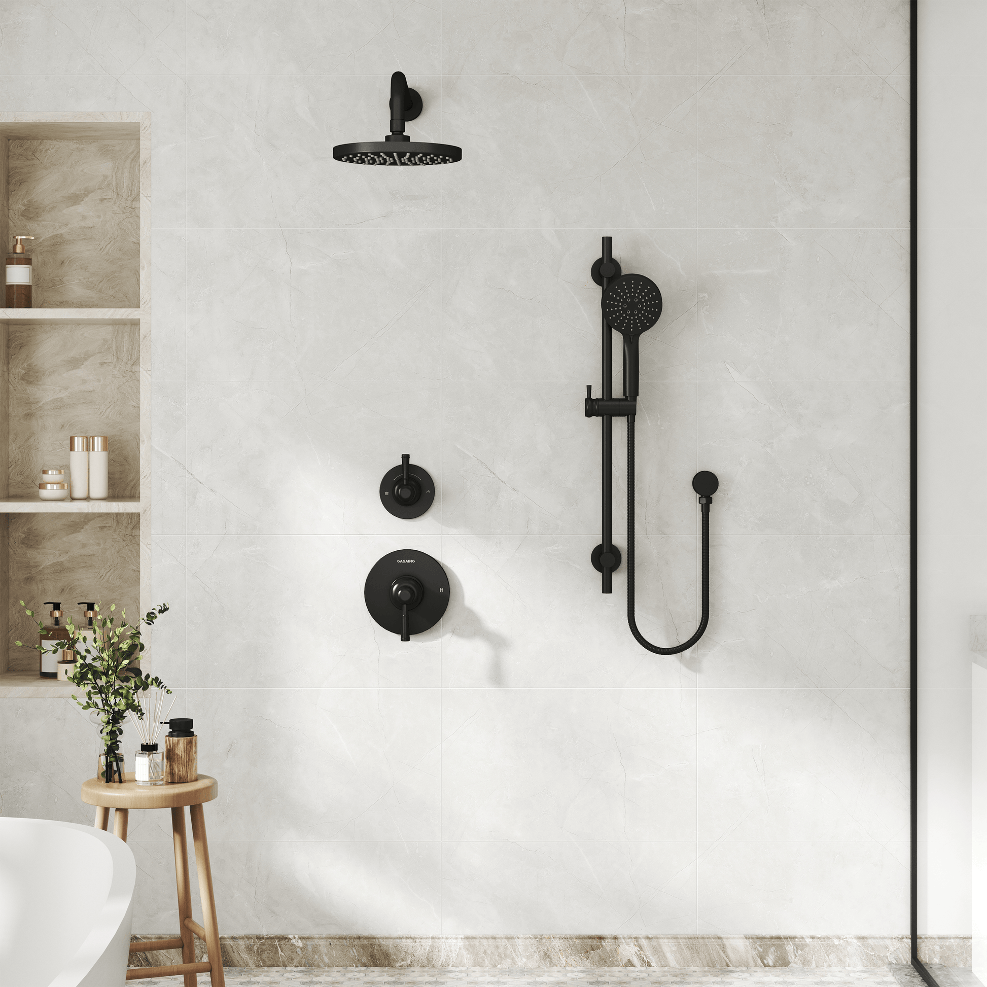 8-inch 2-Function Pressure Balance Shower System with 3 Spray Modes