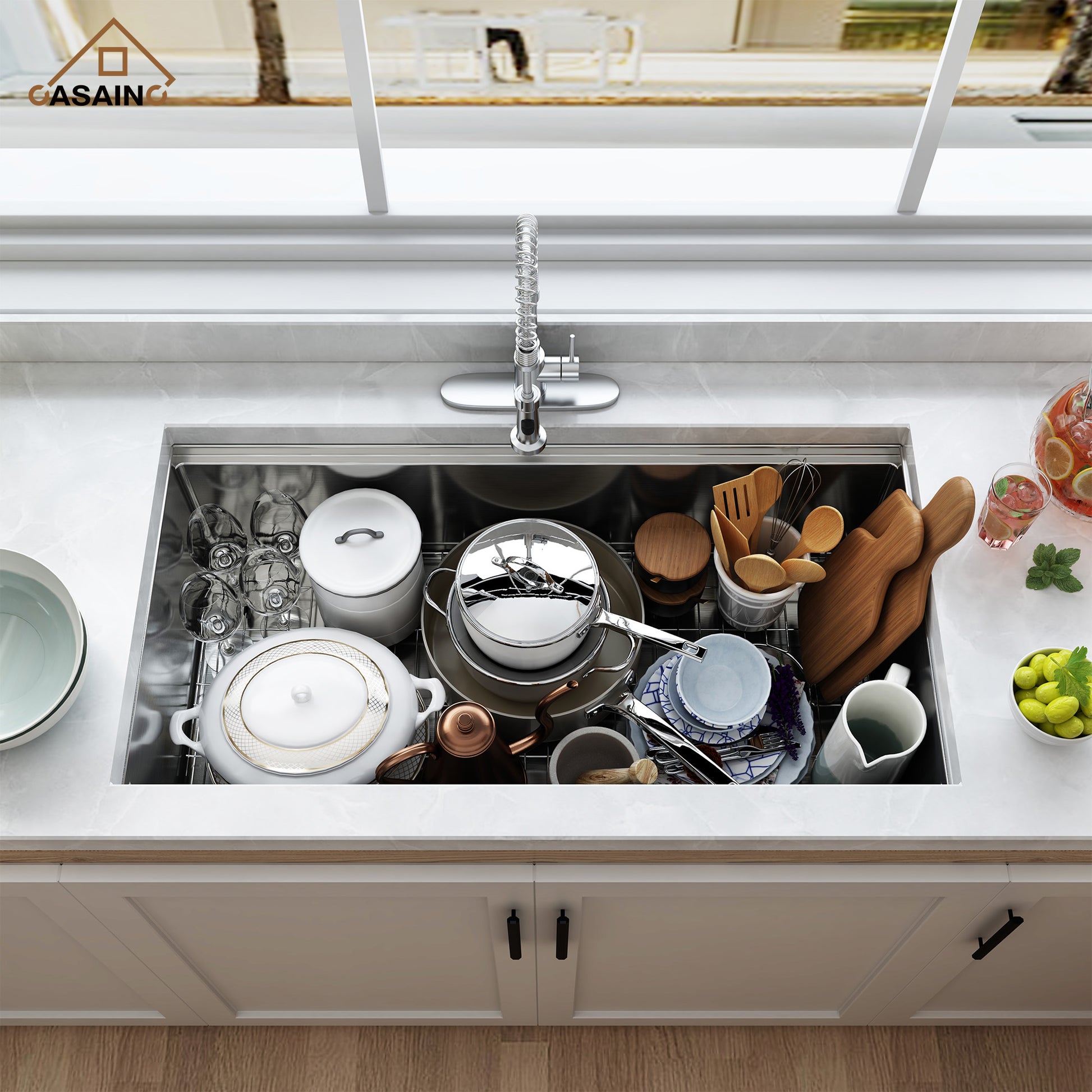 36 inch Workstation Undermount kitchen Sink Stainless Steel Sink 18 Gauge Single Bowl Kitchen Sinks Set