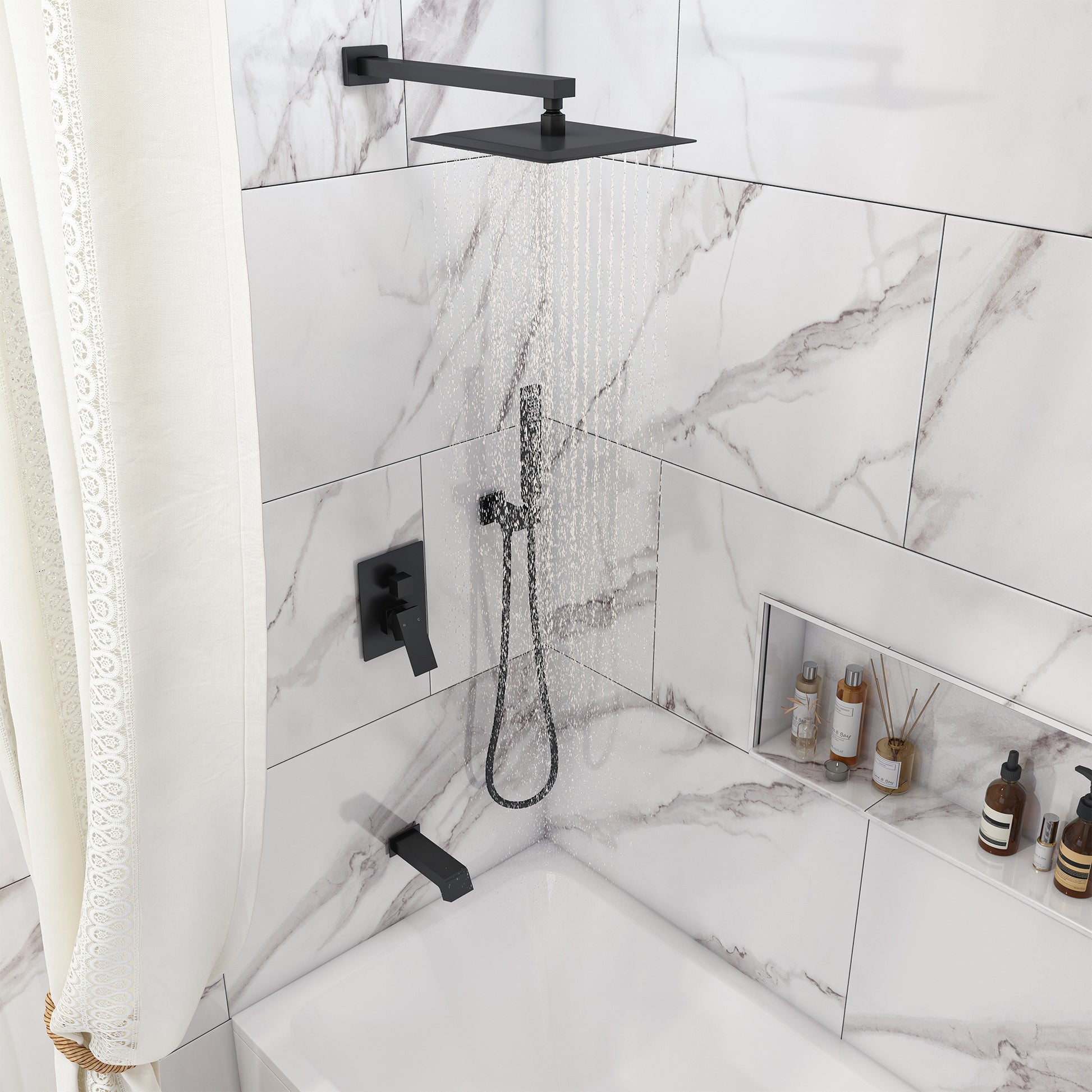 10" Three Function Pressure Balance Shower System with Valve Included