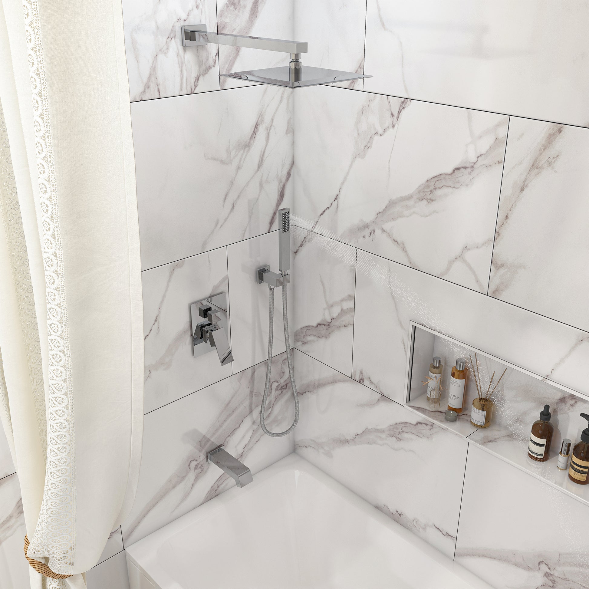 10" Three Function Pressure Balance Shower System with Valve Included