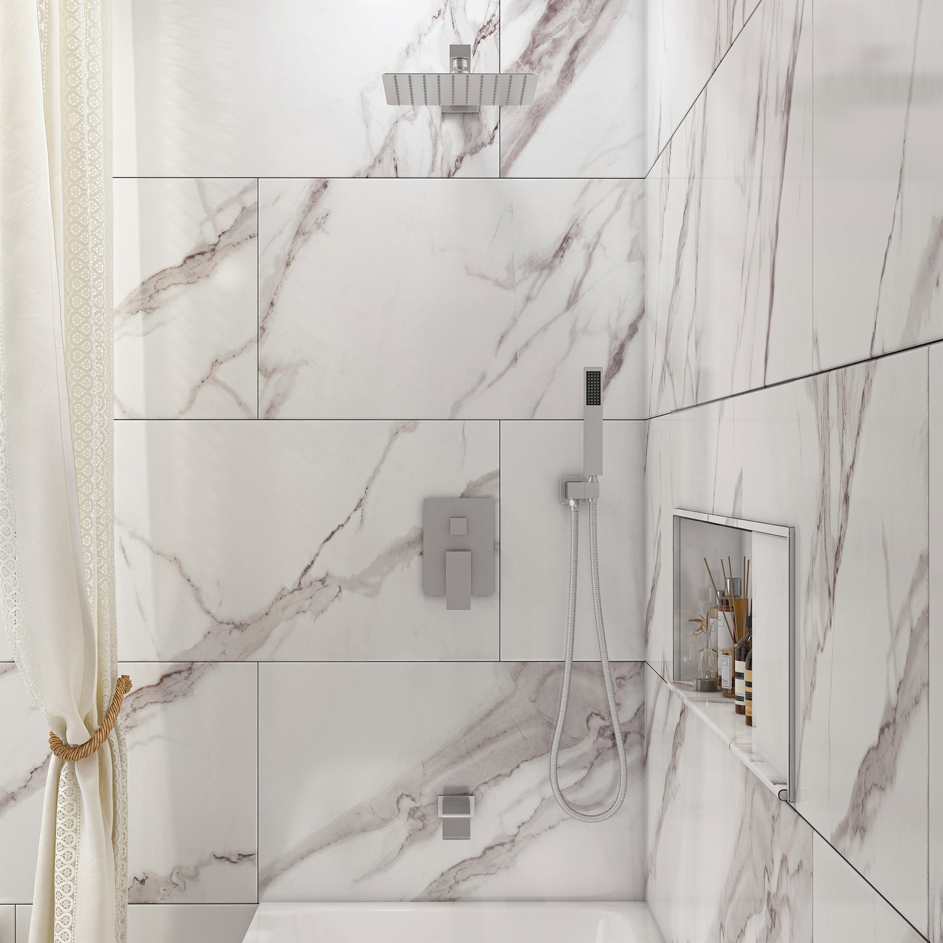 10" Three Function Pressure Balance Shower System with Valve Included