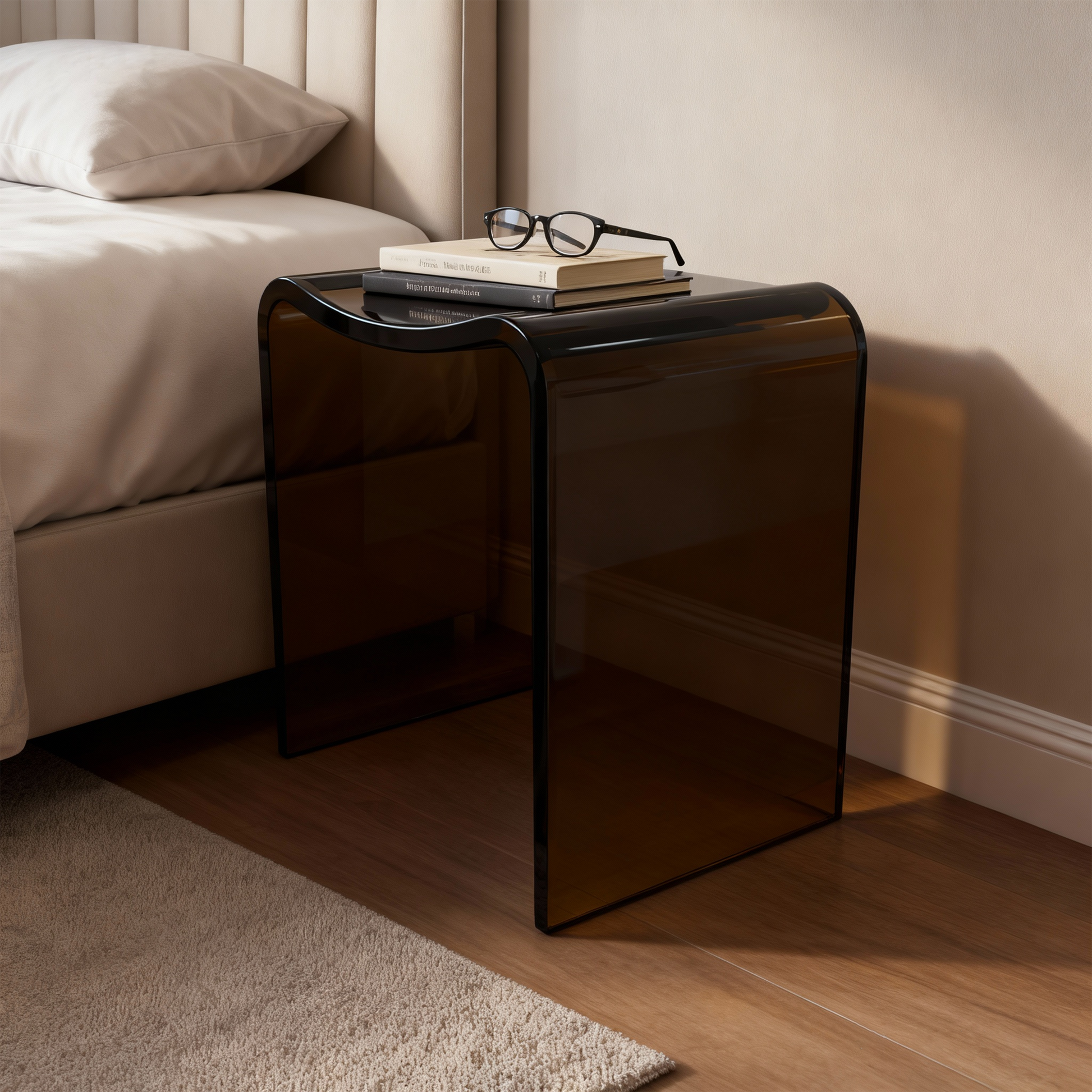 Resin Stone Freestanding Shower Stool with Gently Curved Seat