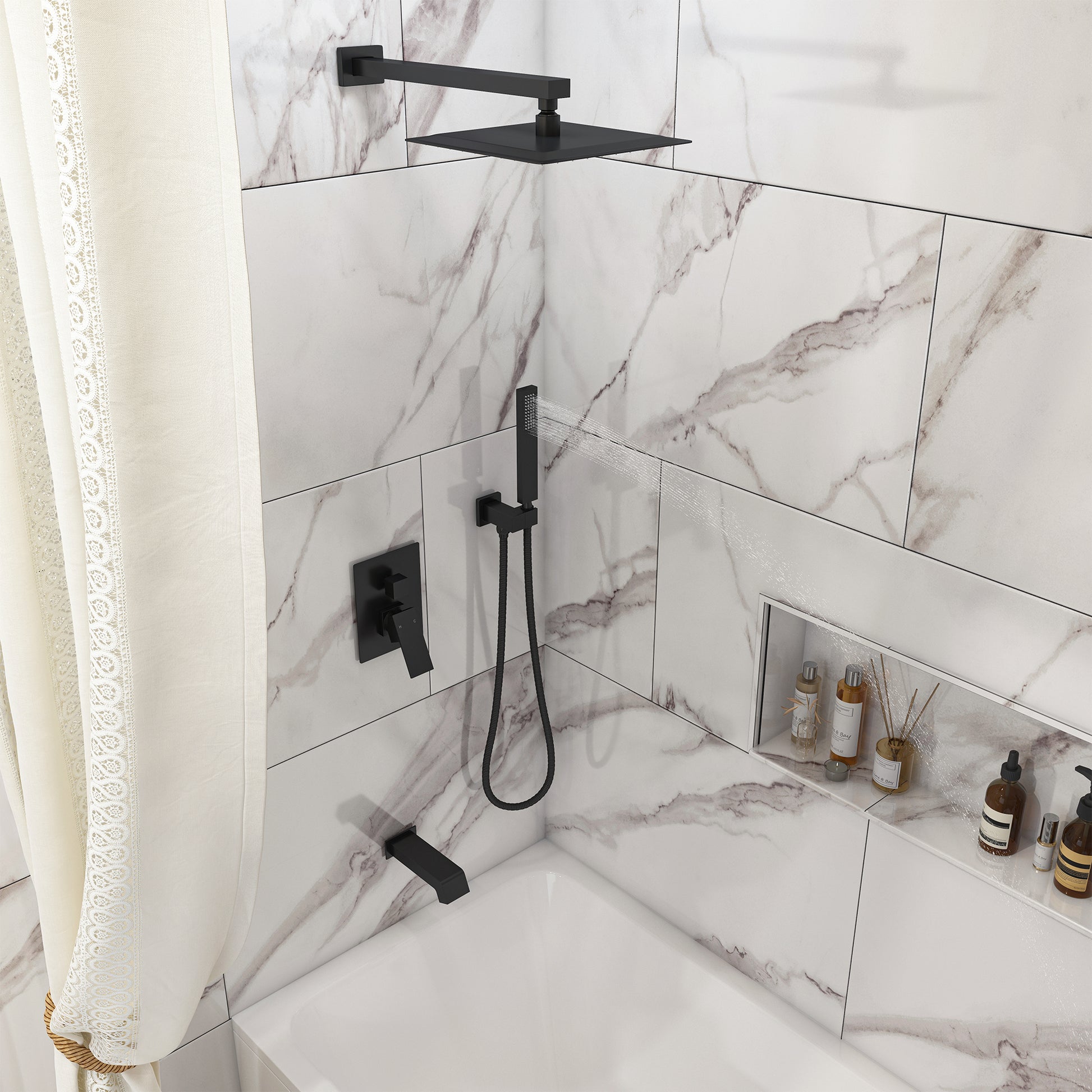 10" Three Function Pressure Balance Shower System with Valve Included