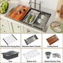 33inch 3-Hole Single Bowl Stainless Steel Drop-in Workstation Kitchen Sink with Accessories