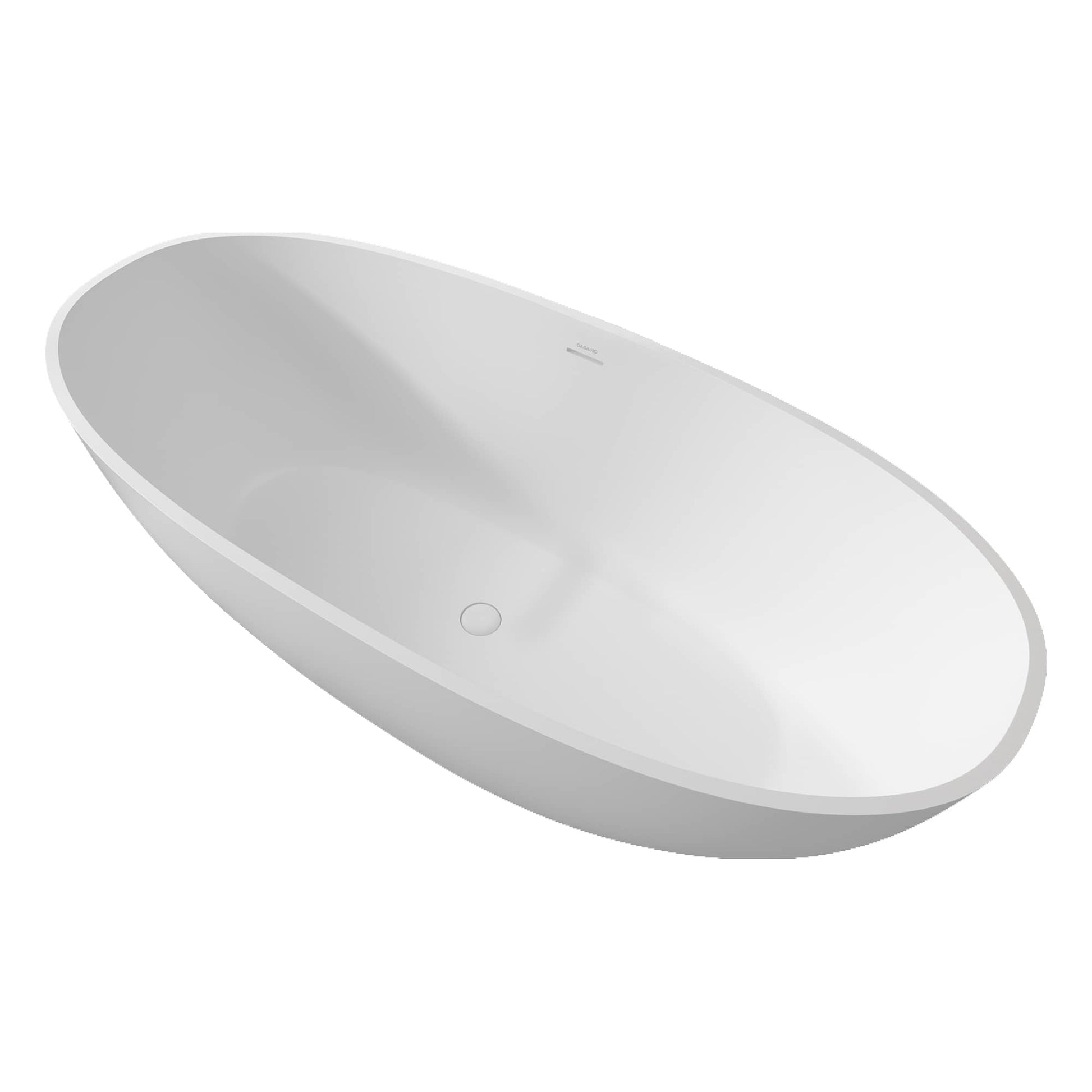 CASAINC 61 in. Solid Surface Free-Standing Bathtub with Centre Drain in Matte White
