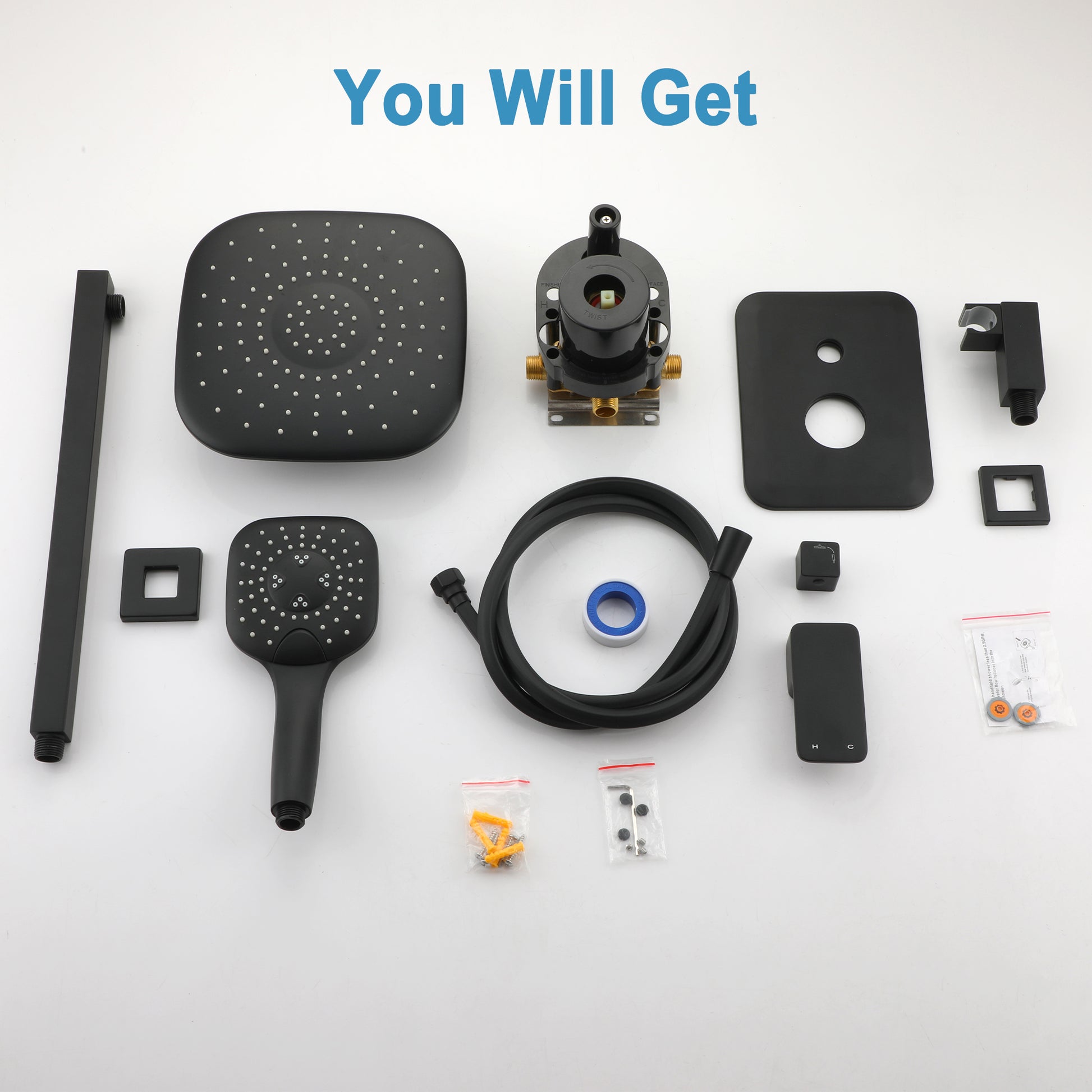 9-inch 2-Function Wall-Mounted Shower System with Handheld Shower