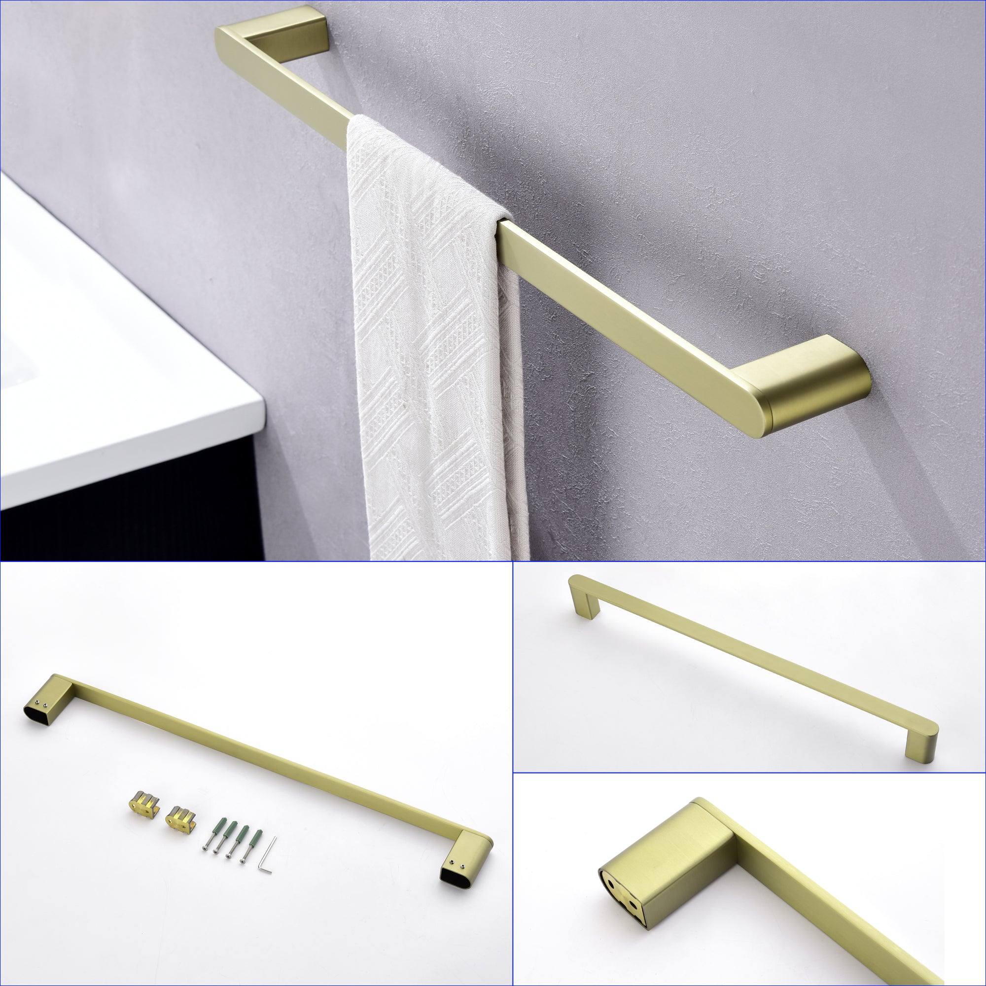 Casainc 4 - Piece Modern Bathroom Hardware Set (Brushed Gold)-CASAINC