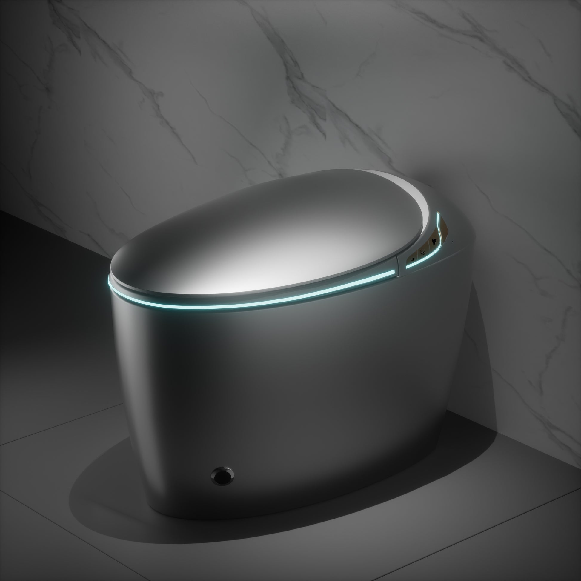 Smart Egg-Shaped Toilet with Built-in Bidet and Soft Ambient Light, Black & Pink