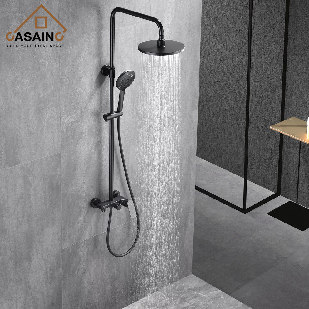 Sample Pot System CASAINC 8-in Round spray Shower system with sliding rods in Mattle ...