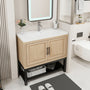 Freestanding Bathroom Vanity with White Ceramic Sink & Hot and Cold Faucet