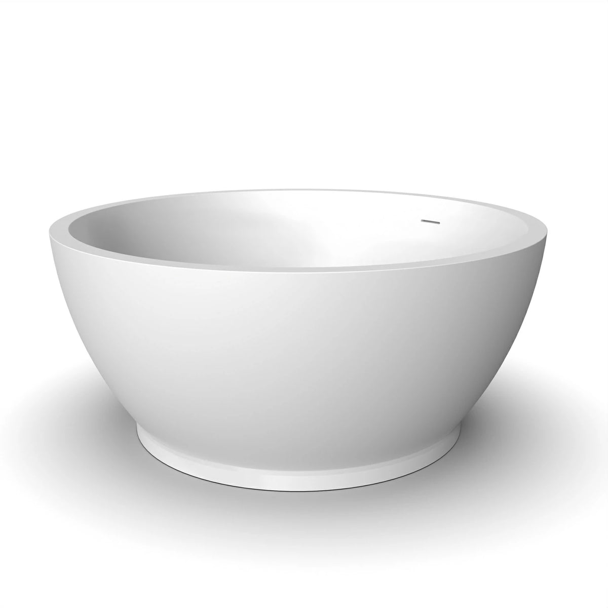 52.7" Round Freestanding Solid Surface Soaking Bathtub in Matte White