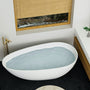 59" Matte White Egg-Shaped Stone Resin Freestanding Soaking Tub, cUPC Certified