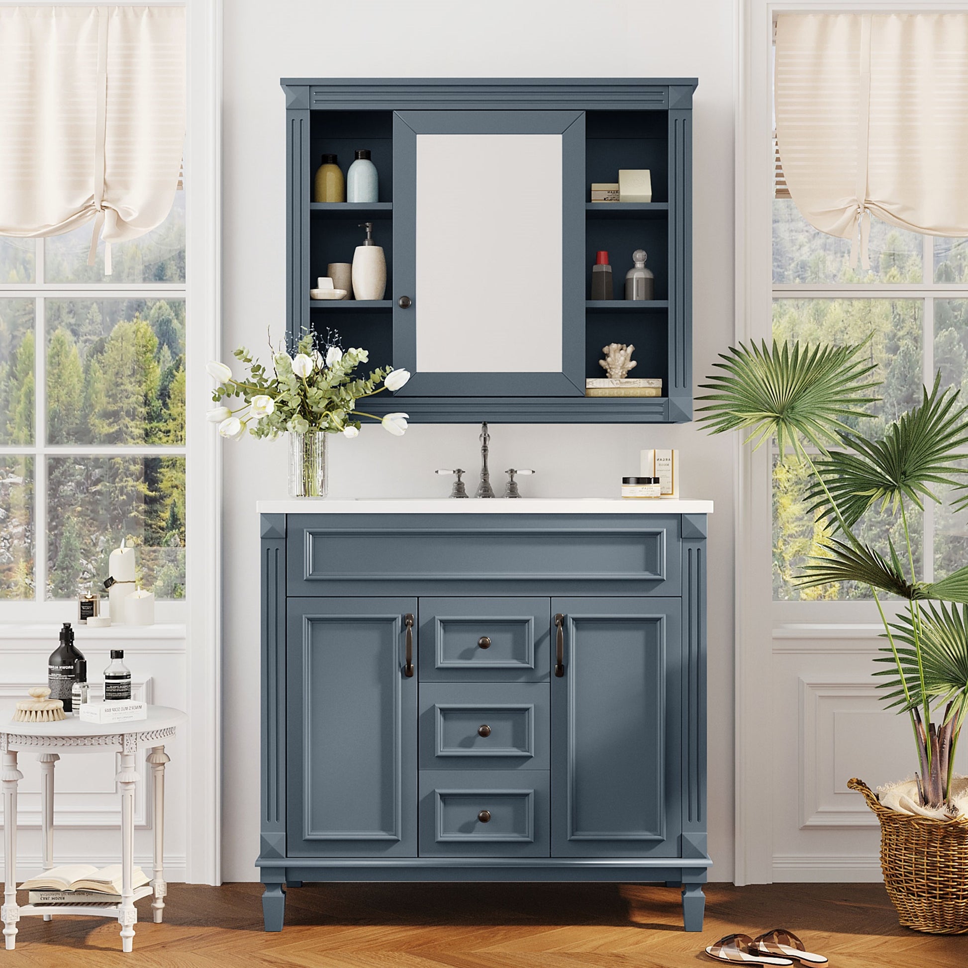 36'' Single Sink Freestanding Bathroom Vanity with 2 Soft Closing Doors and 2 Drawers
