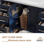 CASAINC 48 x 22 x 35.4 in. Solid Wood Navy Blue Bath Vanity with Carrara White Marble Countertop (No/With Mirror)