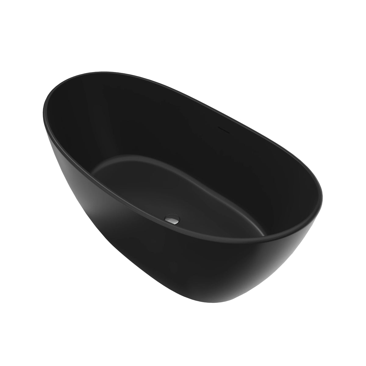 61" Solid Surface Freestanding Soaking Bathtub for Small to Medium Bathrooms