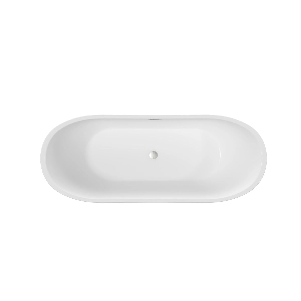 59" Gloss White Diamond-Pattern Exterior Acrylic Freestanding Bathtub with Chrome Overflow and Pop-Up Drain