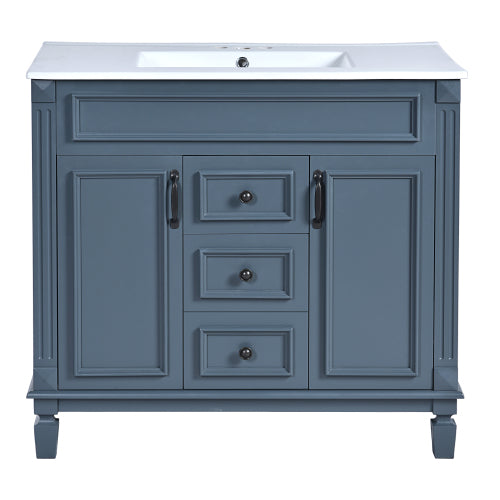 36'' Single Sink Freestanding Bathroom Vanity with 2 Soft Closing Doors and 2 Drawers