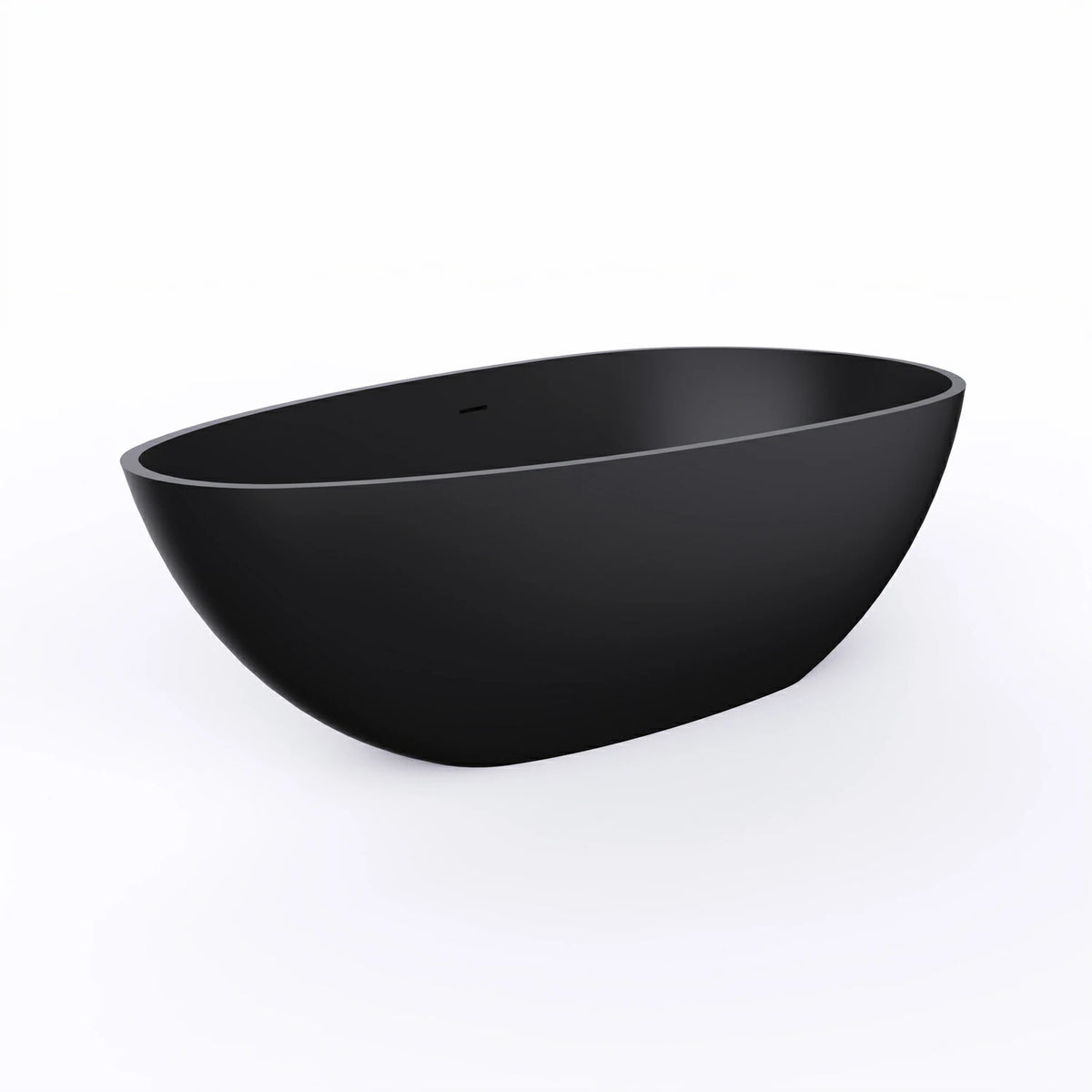 67" Freestanding Solid Surface Soaking Bathtub in Matte Black