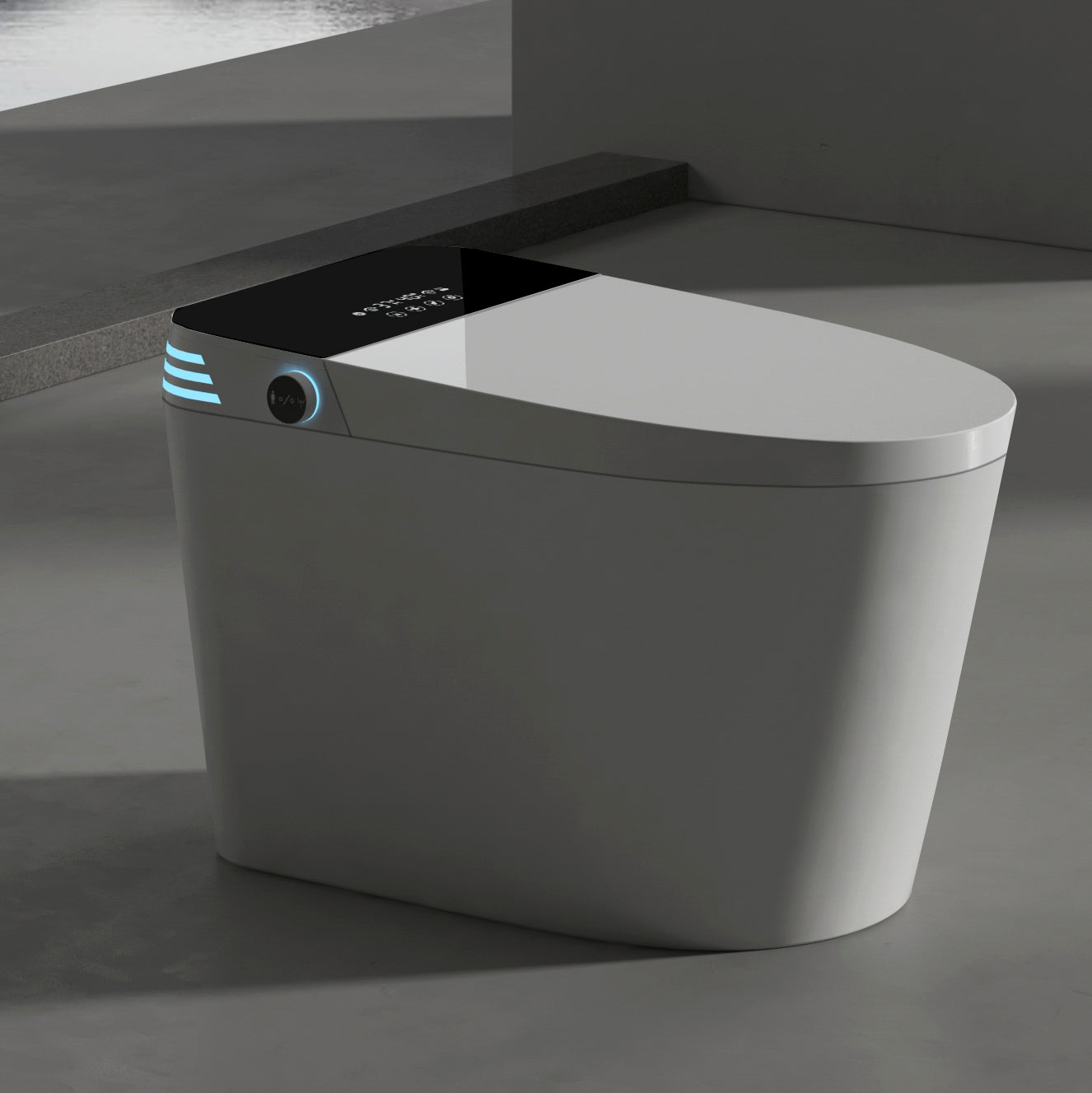 Tankless Black Panel Smart Toilet with Auto Flush, Heated Seat & Bidet Functions