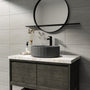 17in Bathroom Concrete Round Vessel Sink with Drainer in Black Earth / Mottled Bluish Grey / Taupe Clay