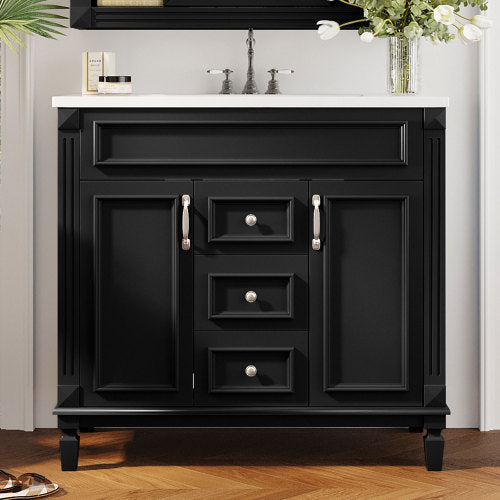 36'' Single Sink Freestanding Bathroom Vanity with 2 Soft Closing Doors and 2 Drawers