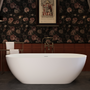 59" Freestanding Stone Resin Soaking Tub with Overflow & Pop-Up Drain