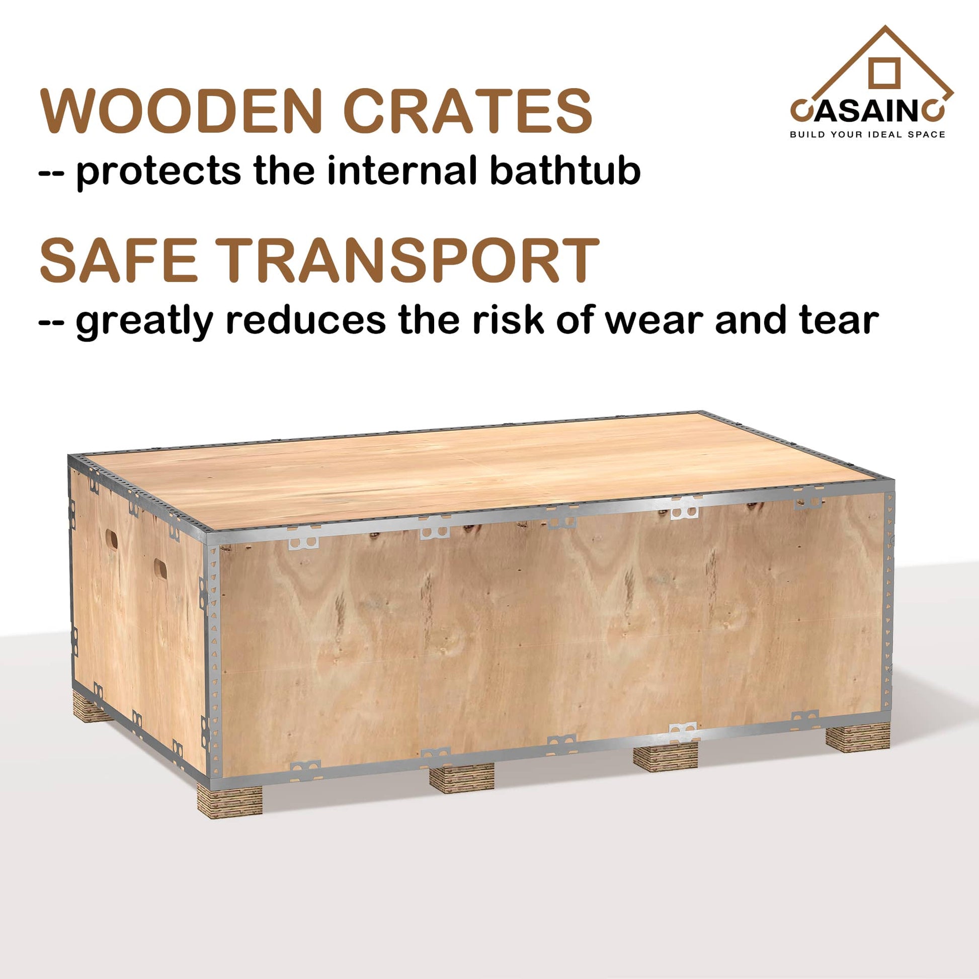 CASAINC 59 Inch Artificial Stone Resin Composite Flatbottom Bathtub in White