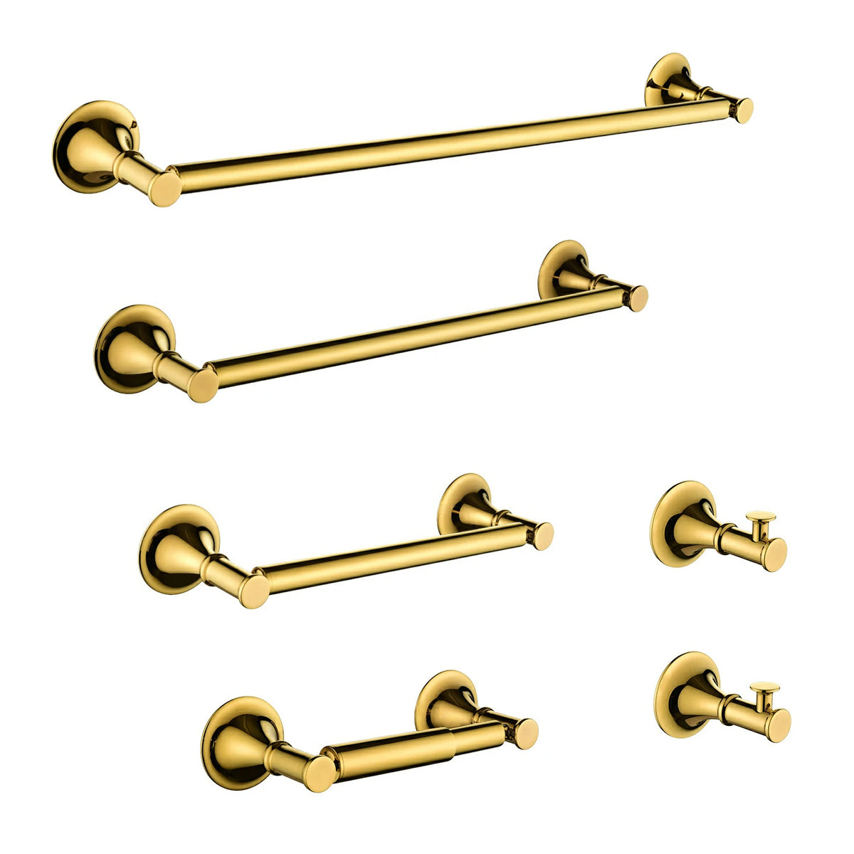6 Piece Brass Bathroom Towel Rack Set Wall Mount