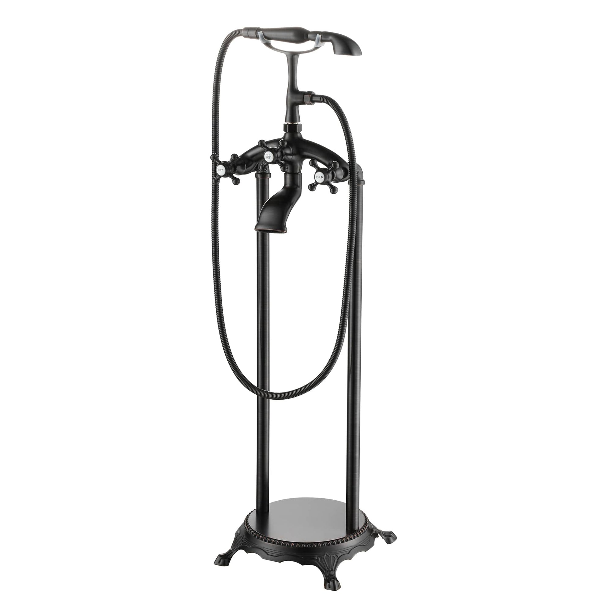 3-Handle Luxury Claw Foot Freestanding Tub Faucet