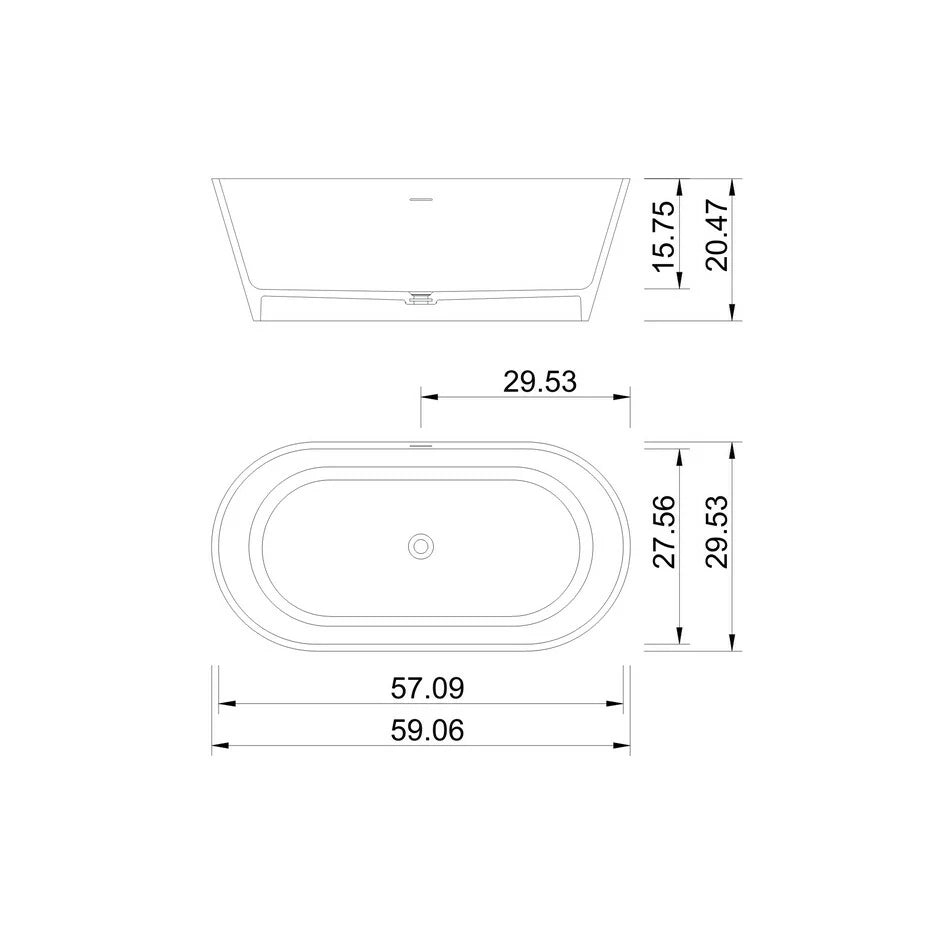 55"/ 59"/63"/65"/71" Matt White Solid Surface Freestanding Soaking Bathtub for Bathroom