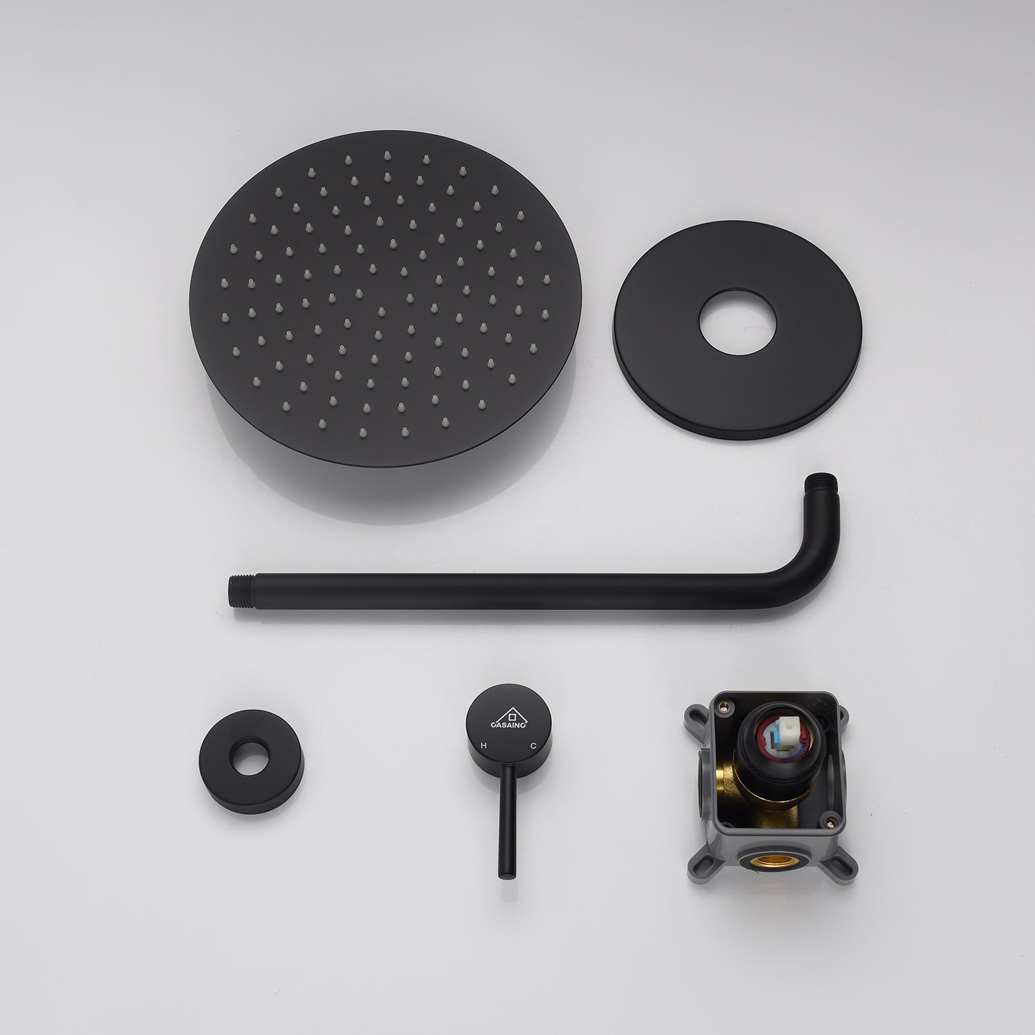 Casainc Round Single Functions Wall Mount Black Shower Faucet-CASAINC