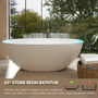 65" Oval Stone Resin Freestanding Soaking Tub with Ergonomic Design