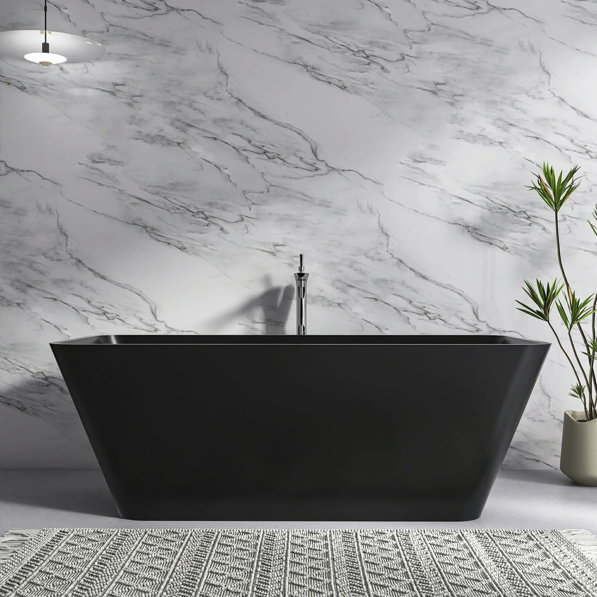 67 Inch Freestanding Solid Surface Soaking Bathtub for Bathroom