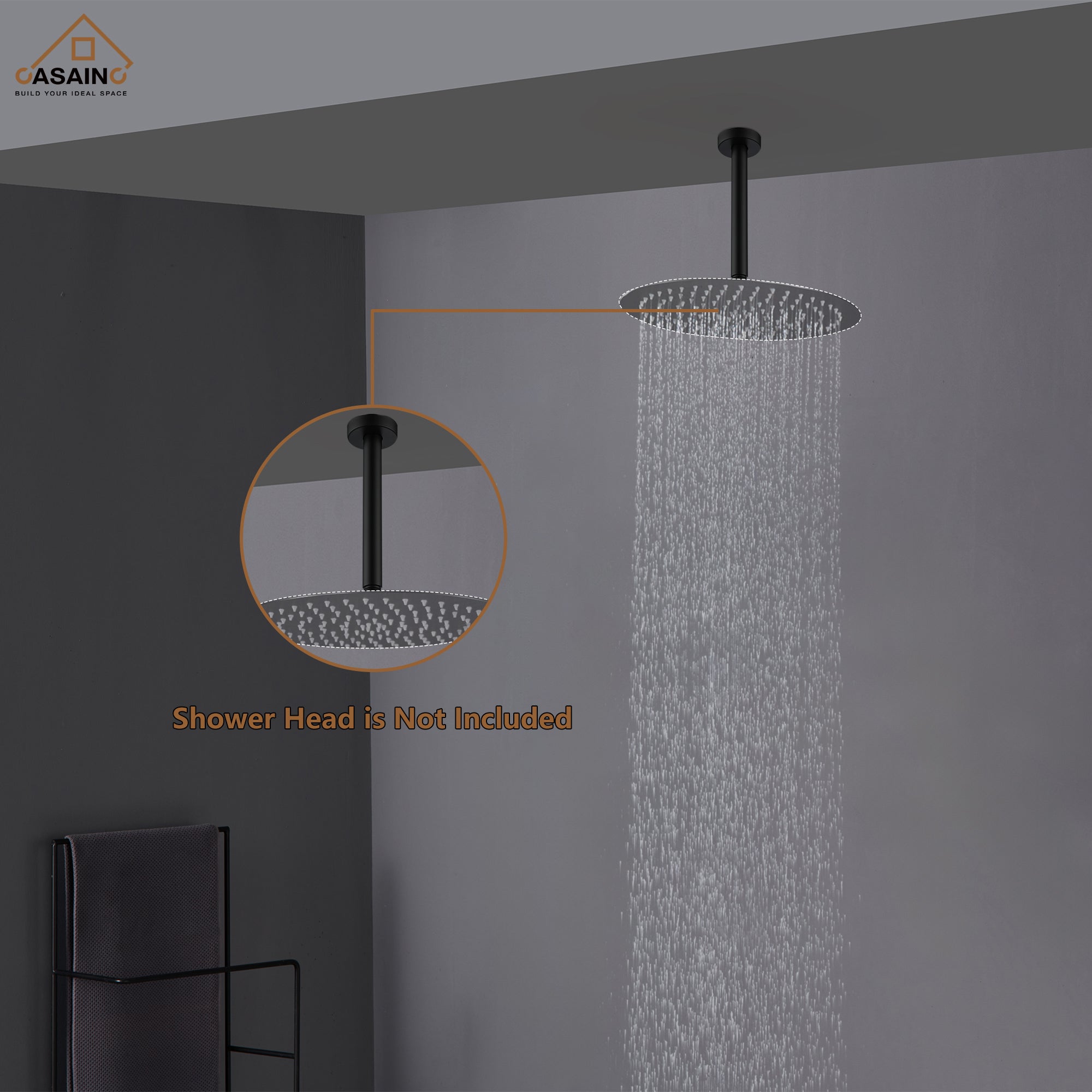7.87"/11.81" Ceiling-Mounted Round Shower Arm with Flange Cover