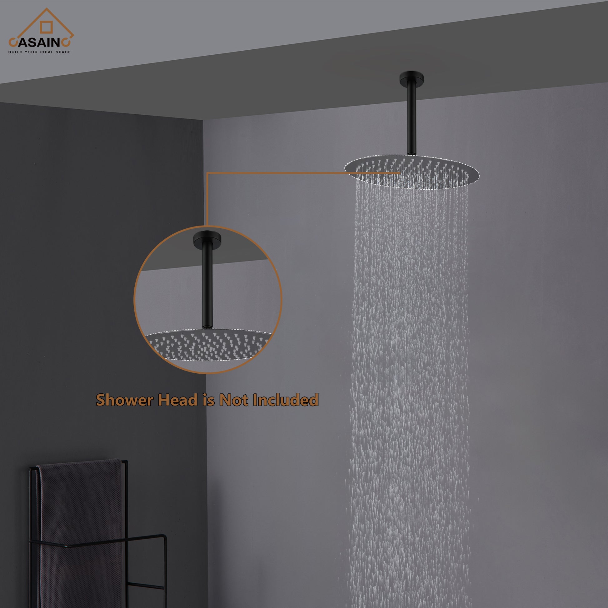 7.87"/11.81" Ceiling-Mounted Round Shower Arm with Flange Cover