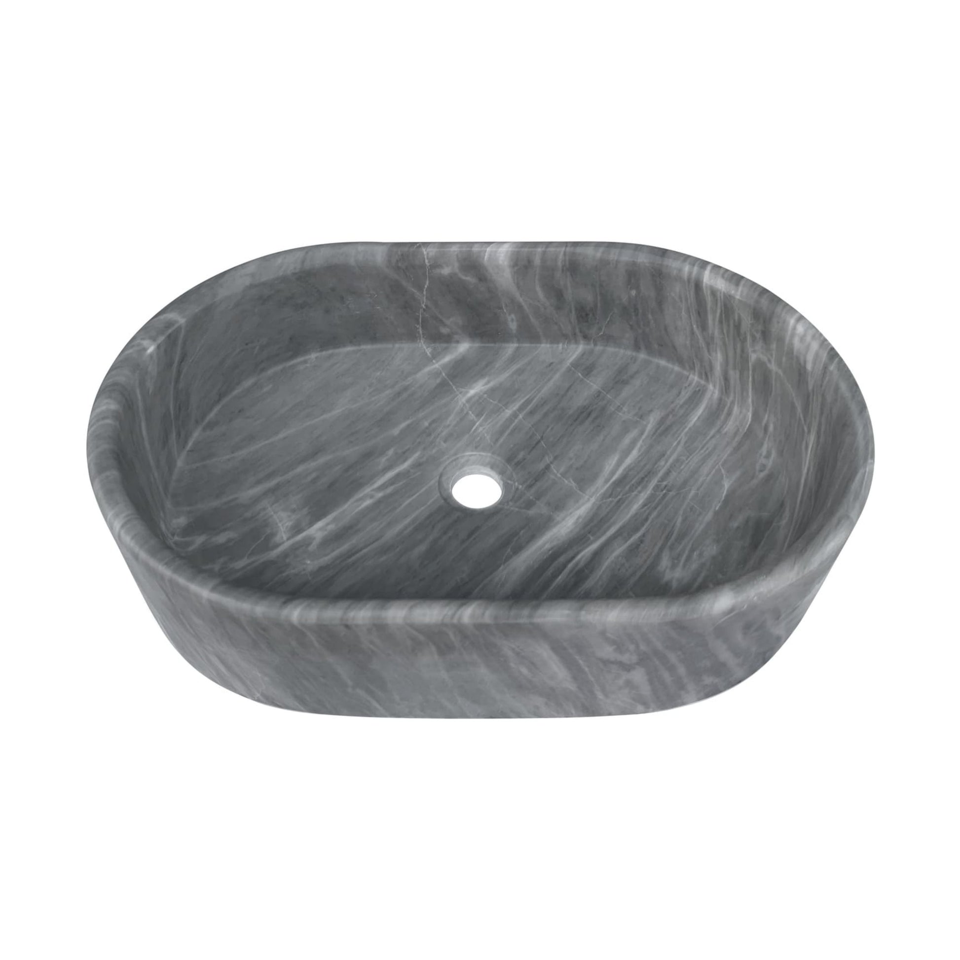 23.6" Natural Marble Vessel Sink with Polished Finish – Real Stone Bathroom Basin in  Beige Gold/White Natural/Gray/Green
