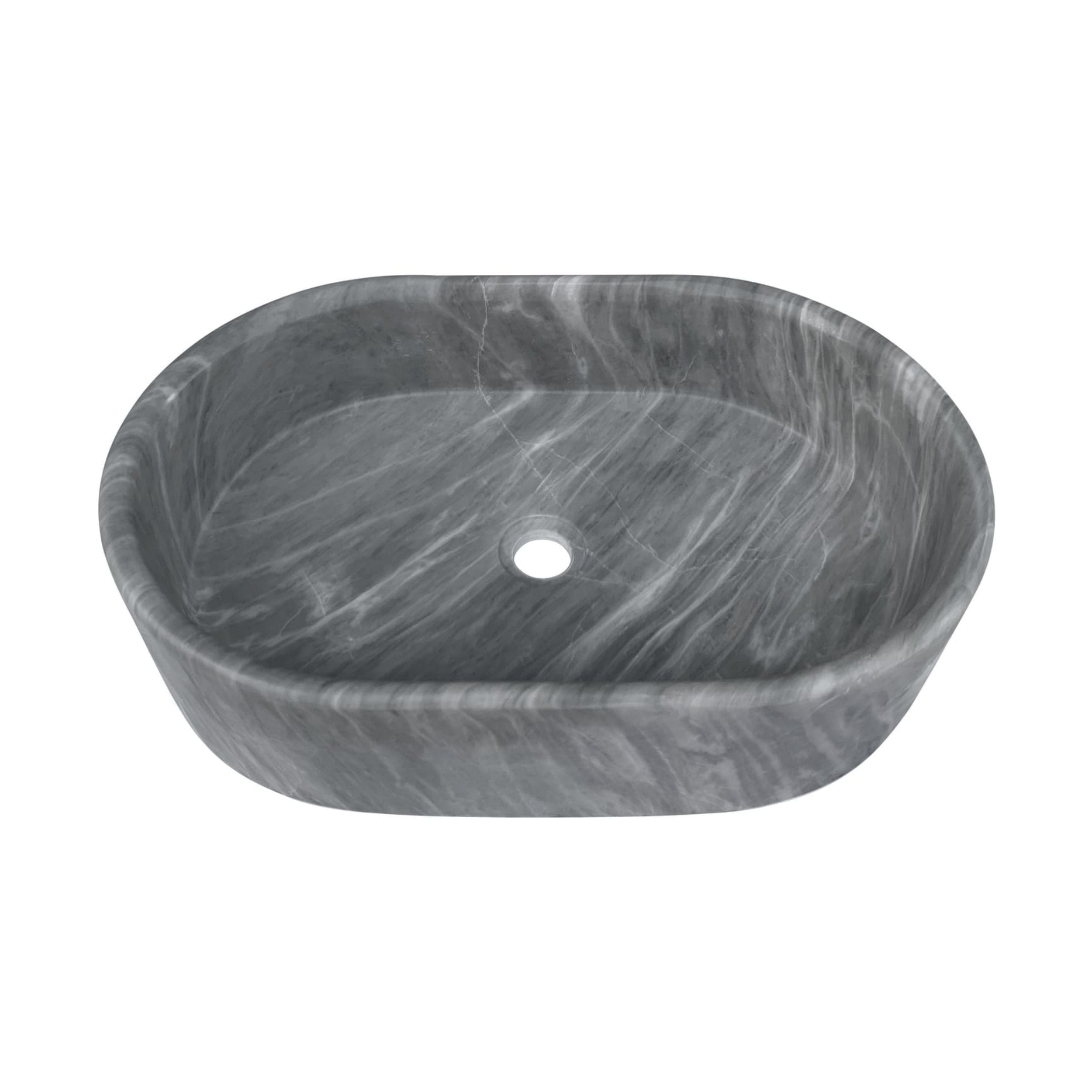 23.6" Natural Marble Vessel Sink with Polished Finish – Real Stone Bathroom Basin in  Beige Gold/White Natural/Gray/Green