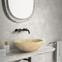 15.7" Polished Natural Marble Round Vessel Sink for Bathroom Countertops in Beige Gold/White Natural/Gray/Green