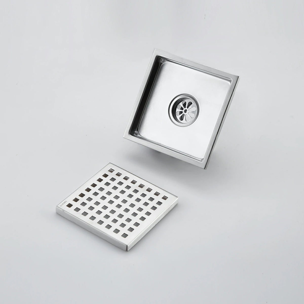 Square Stainless Steel Shower Drain Cover with Grid Design