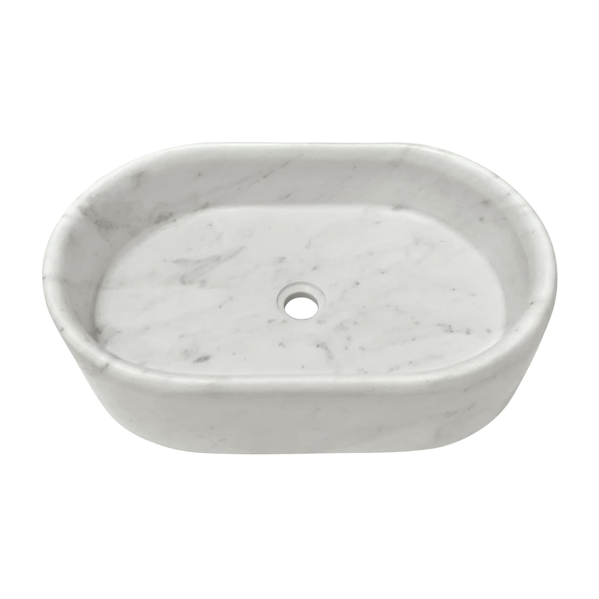 23.6" Natural Marble Vessel Sink with Polished Finish – Real Stone Bathroom Basin in  Beige Gold/White Natural/Gray/Green