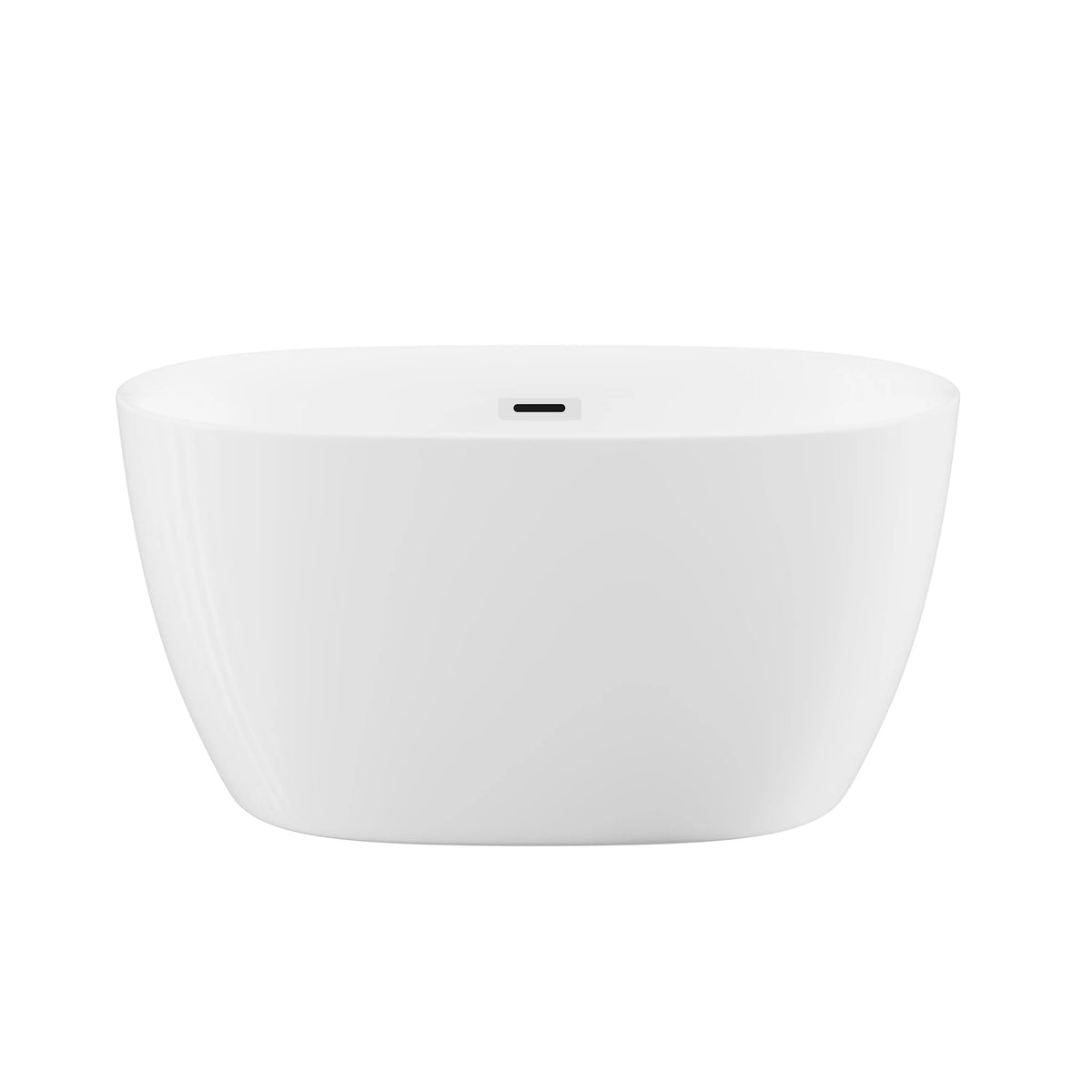 47" Gloss White Acrylic Oval Freestanding Bathtub with Chrome Overflow and Pop-Up Drain