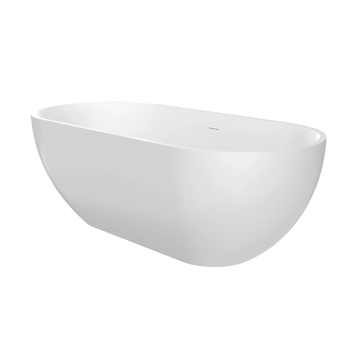 63" Oval Solid Surface Freestanding Bathtub in Matte White and Dark Grey