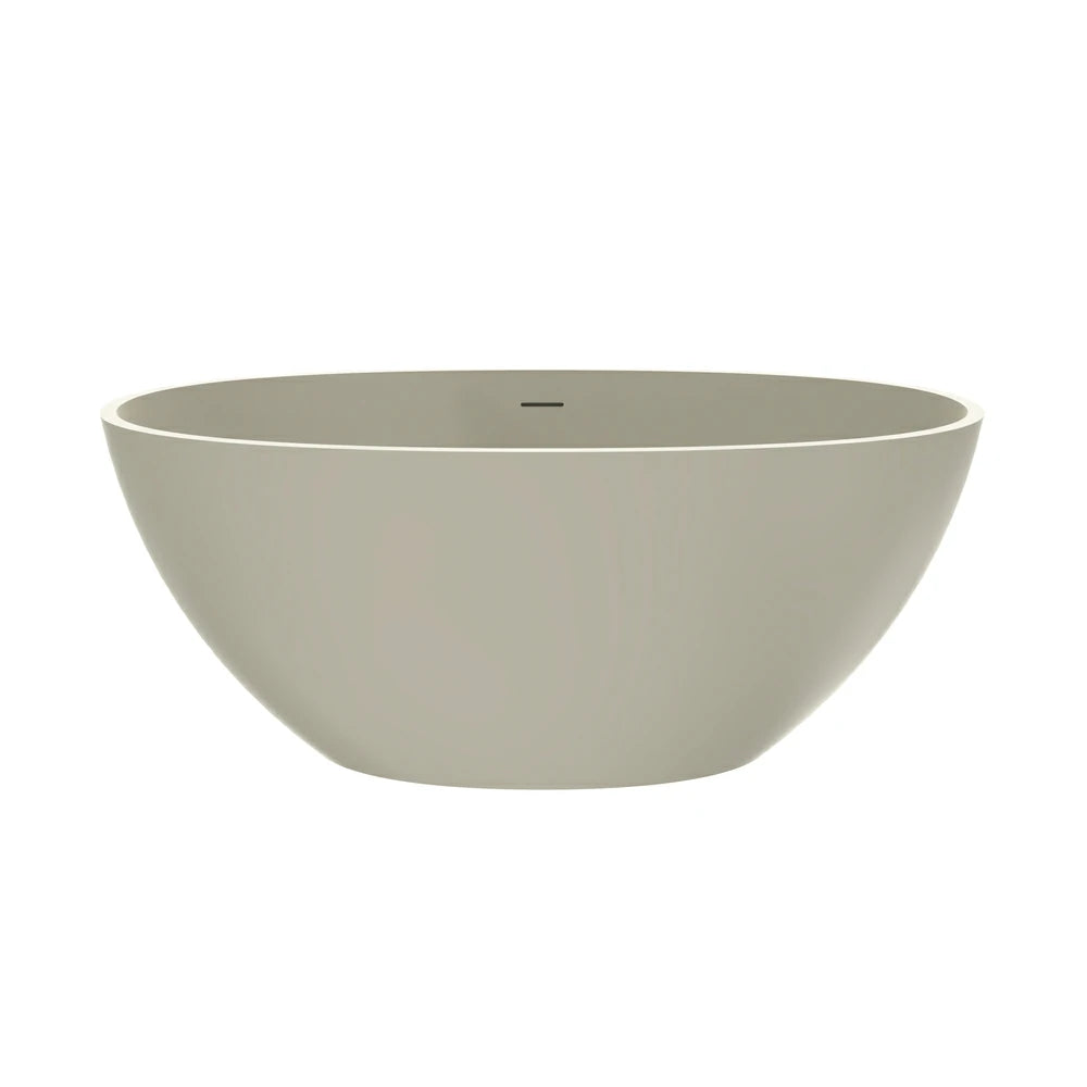 55" Light Beige Solid Surface Freestanding Soaking Bathtub