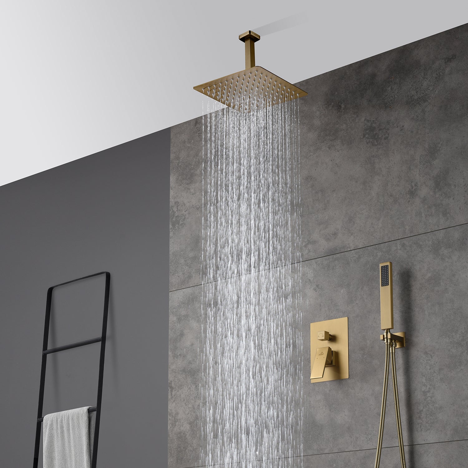 Casainc 2 Function 10" Ceiling Mount Dual Shower Heads Shower System In Black