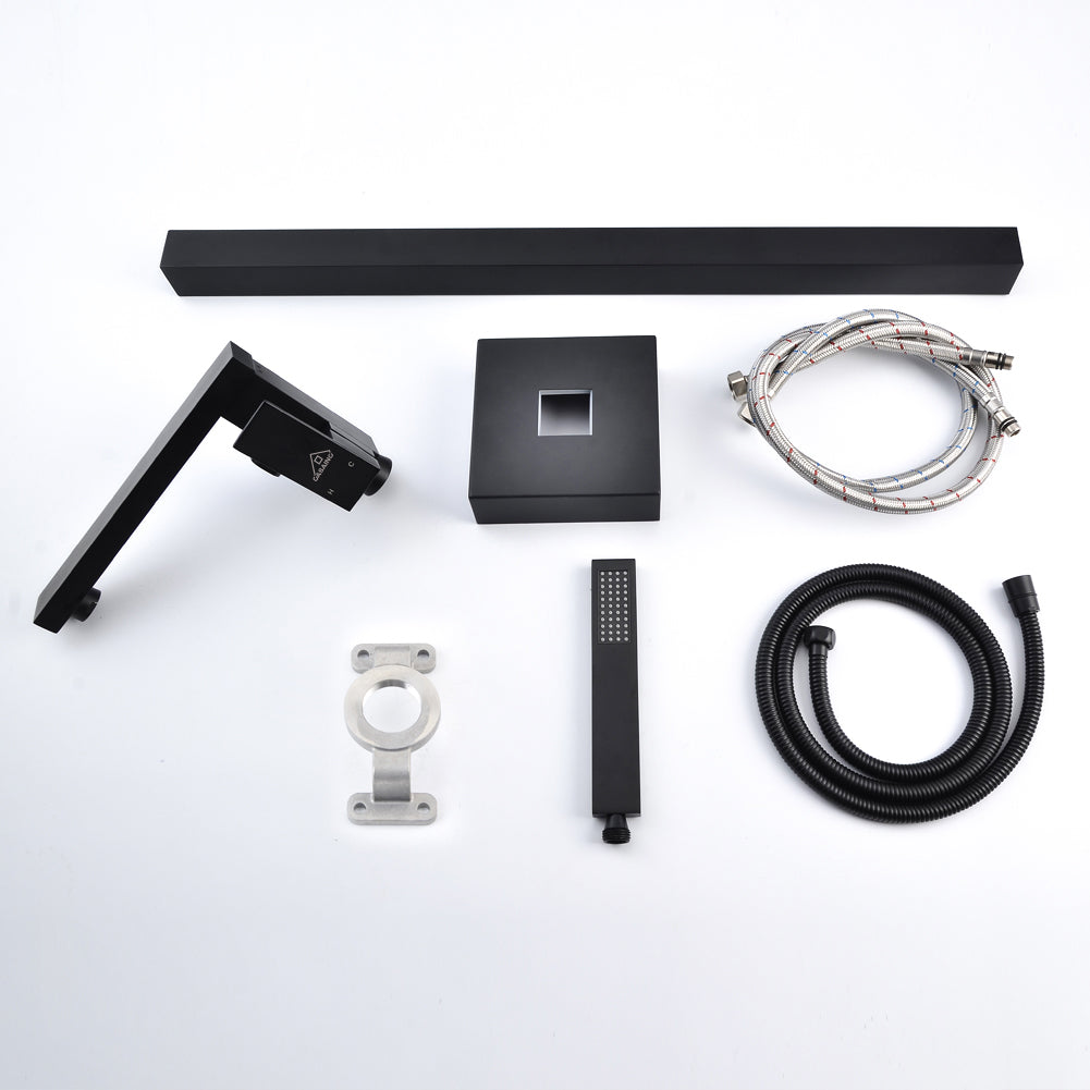 Casainc Freestanding 1-Handle Bathtub Faucet with Handheld Shower (Matte Black)-CASAINC