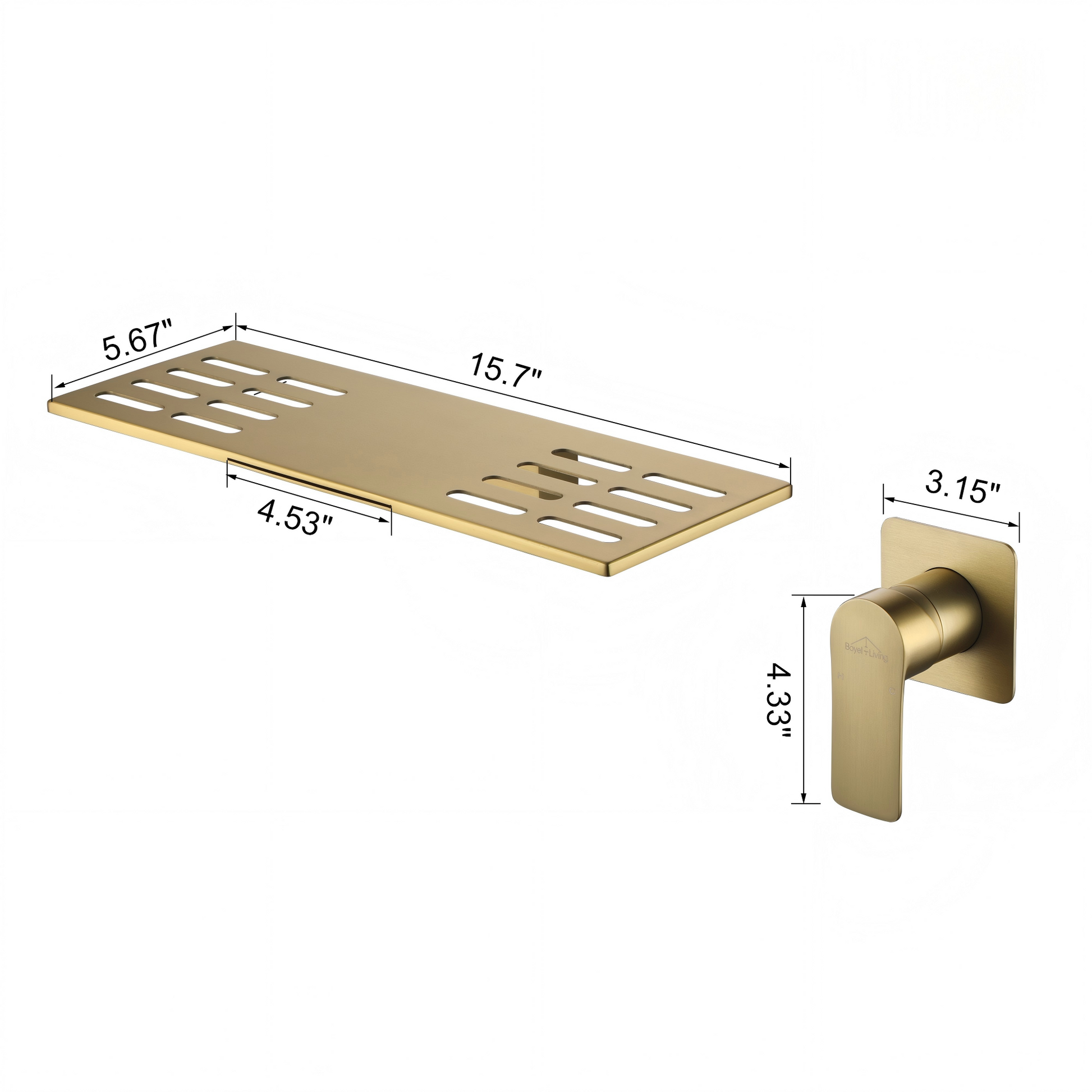 Brushed Gold Wall Mount Waterfall Bathroom Faucet